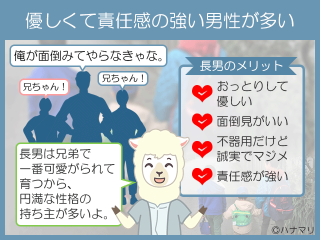 優しくて責任感の強い男性