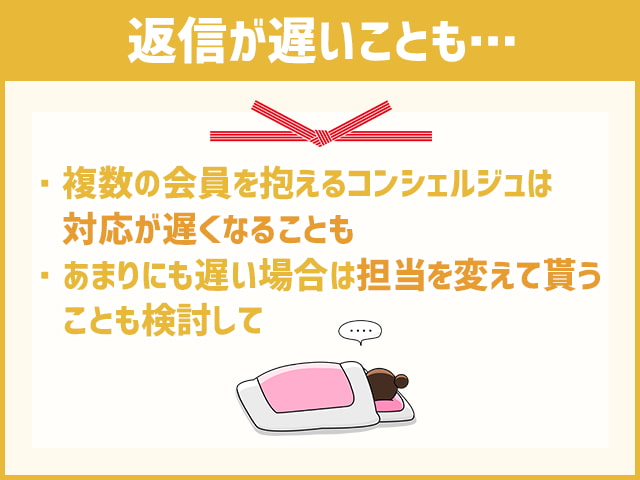 返信が遅いという声も